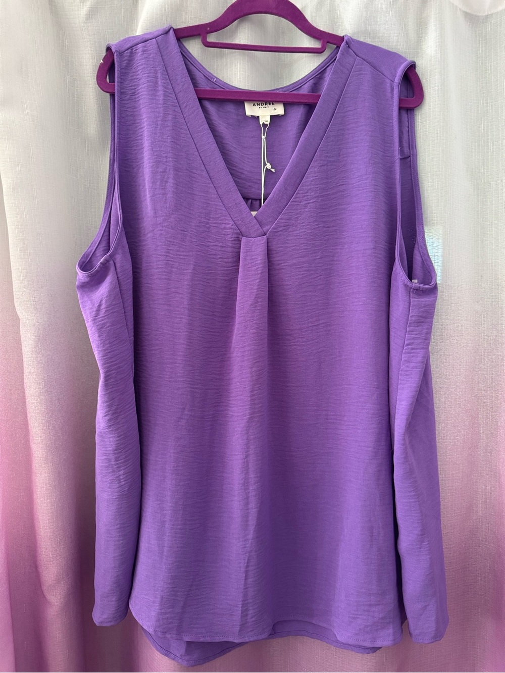 Andree Purple V-Neck Sleeveless Blouse